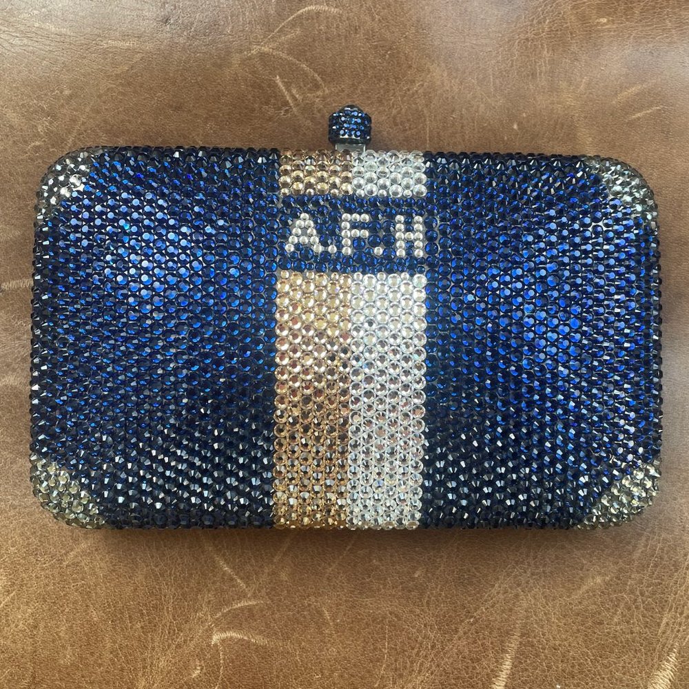Sylvia Toledano Swarovski clutch "AFH" monogram